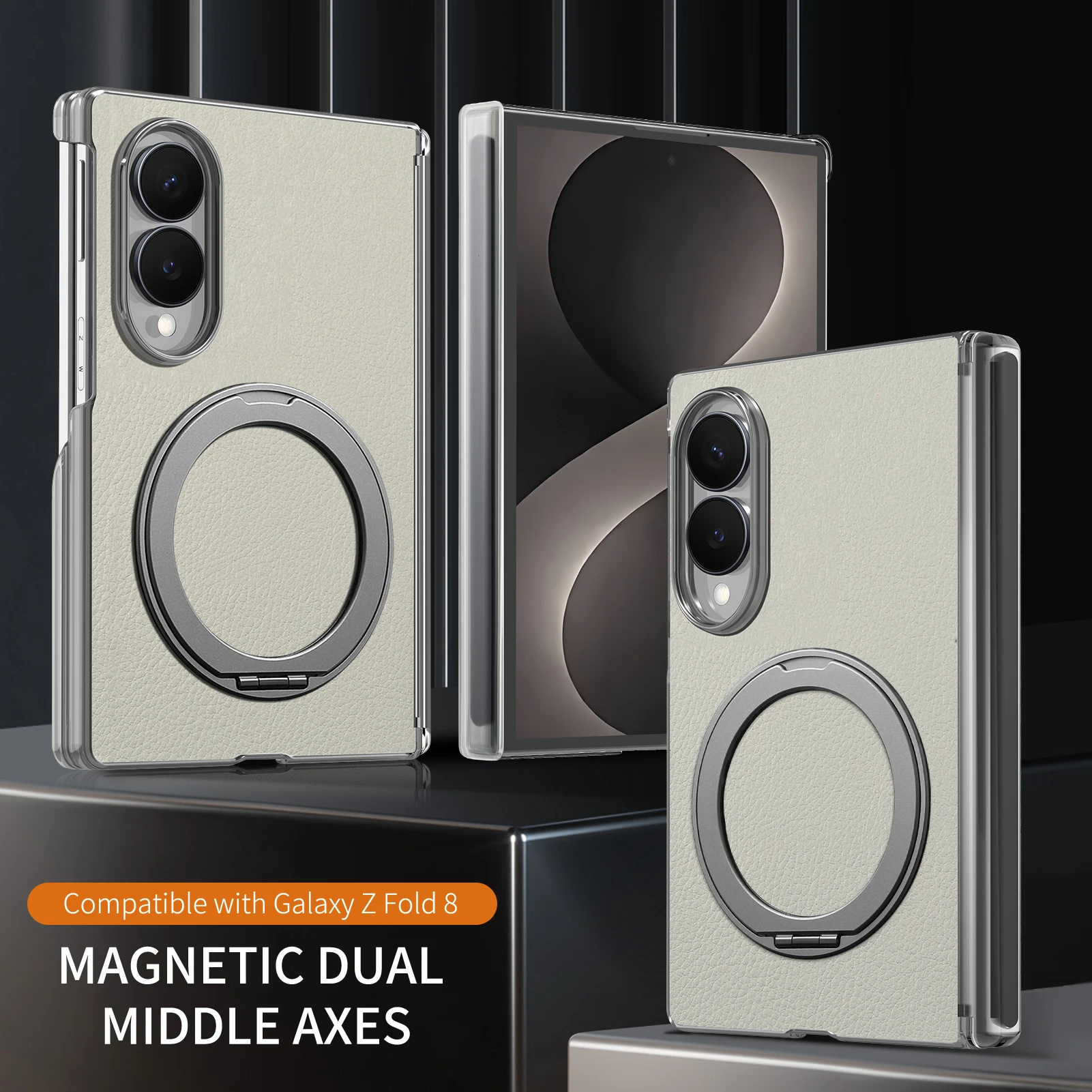 360 Rotating Ring Holder Magnetic Phone Case for Samsung Galaxy Z Fold 8 7 6 5 4 Fold8 Ultra Wireless Charging Shockproof Cover