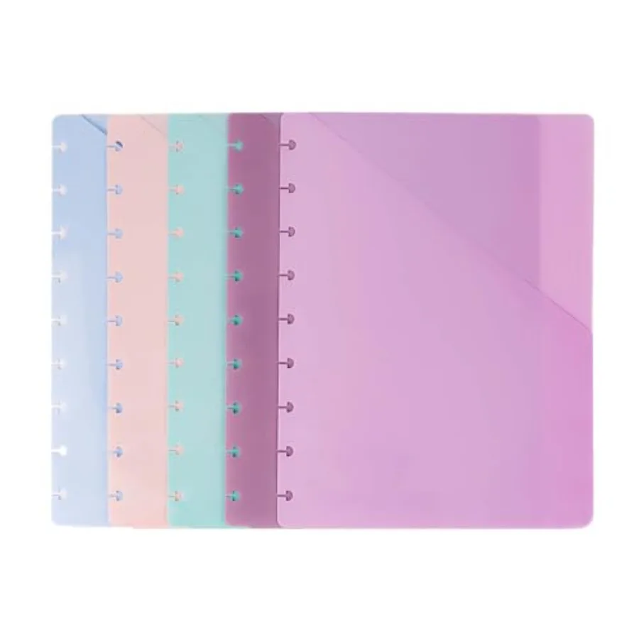 

Colored Discbound Slash Pocket Folder 5 Color Discbound Notebook Pocket 7 x 9.2 Dividers 9 Disc Pockets for Discbound Planner