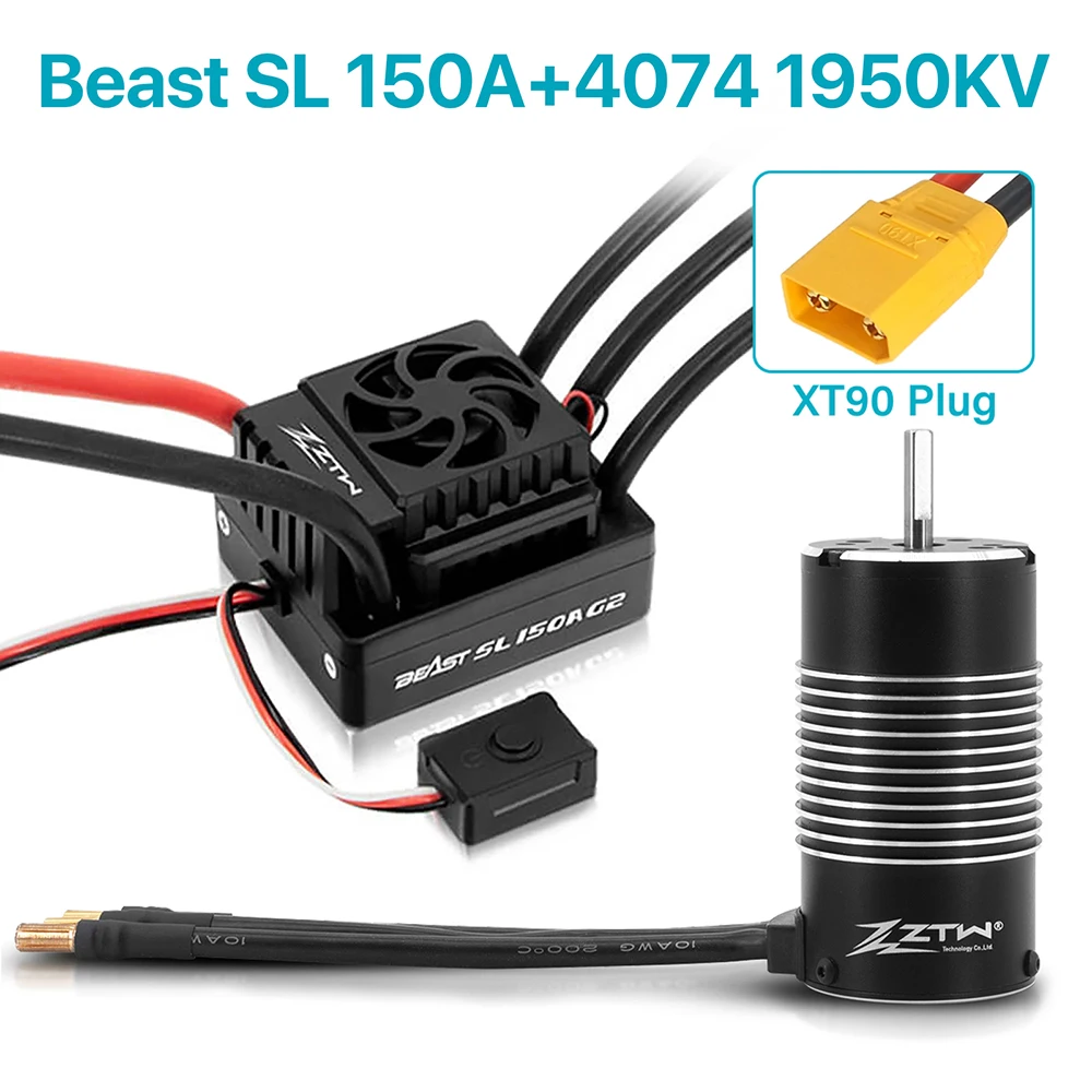 ZTW 32-Bit Beast G2 SL 50A/60A/80A/120A/150A ESC Waterproof Brushless Speed Controller with 3650/3660/4074 Motor Combo for 1/8