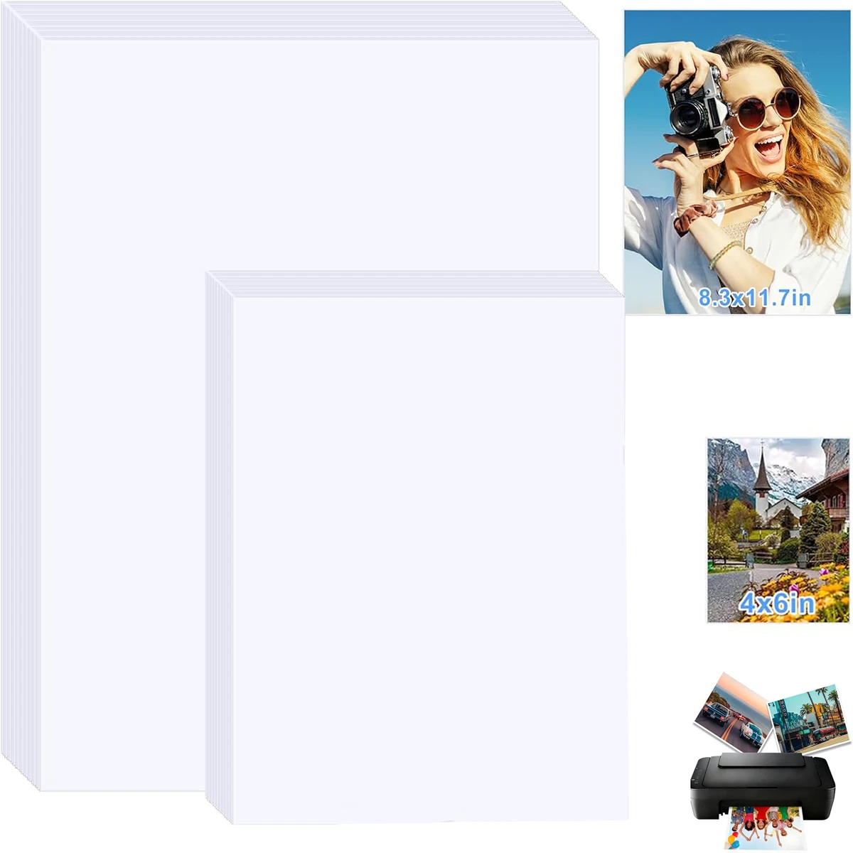 4R&A4 Fotopapier Glänzend, Drucker-Fotopapier Geeignet für Dye-Inkjet-Drucker für den Heimgebrauch, Fotodruck, Werbung