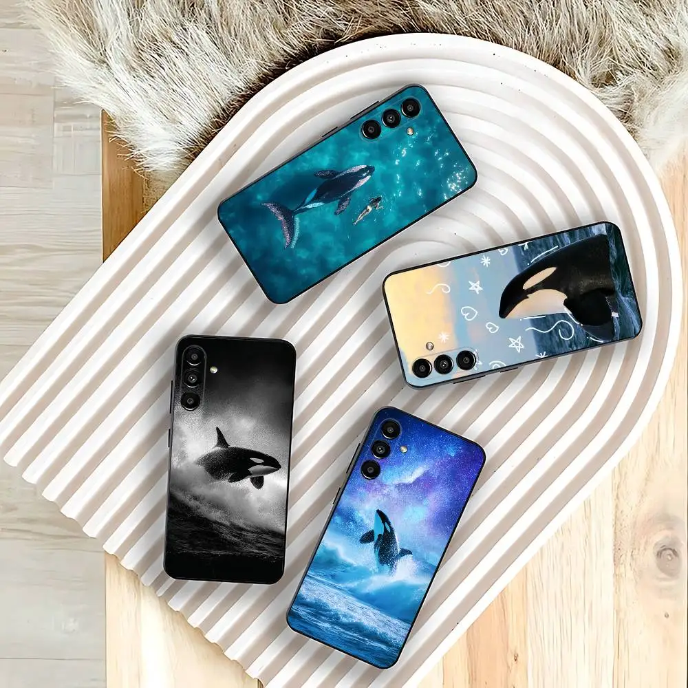 Killer Whale Orca Phone Case For Samsung Galaxy A73,31,32,72,41,53,52,71,22,5G,Note,J7,8,9 Soft Black Cover