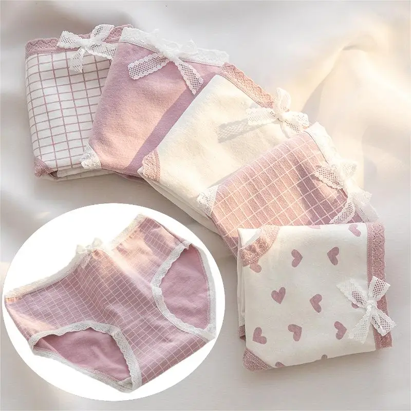 5 PCS Women's Cotton Panties Girls Briefs Comfortable Underwear Elasticity Tria…