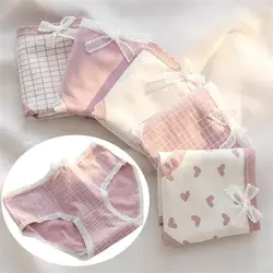 5 PCS 여성용 코튼 팬티 소녀 팬티 편안한 속옷 탄력성 삼각형 바지 통기성 속옷 친밀한 의류