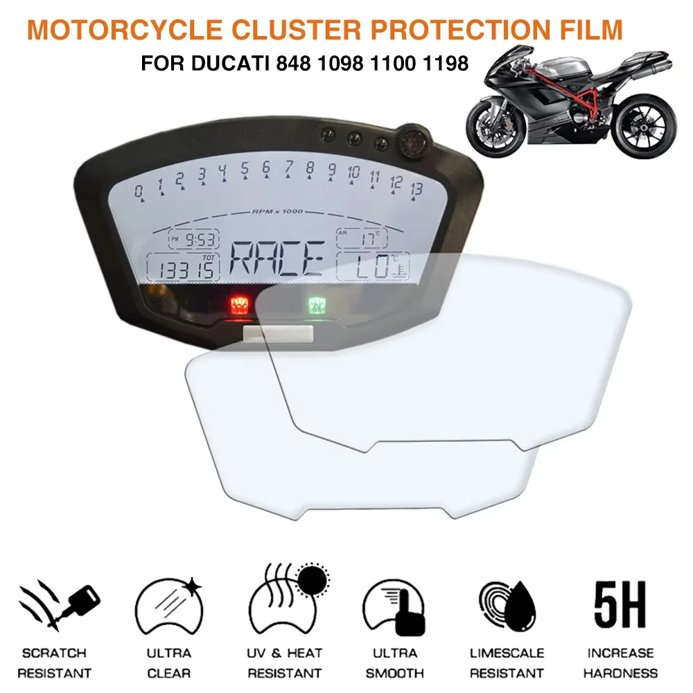 For DUCATI 848 For DUCATI 1098 For DUCATI 1198 Motorcycle Accessories Cluster Scratch Protection Film Screen Protector