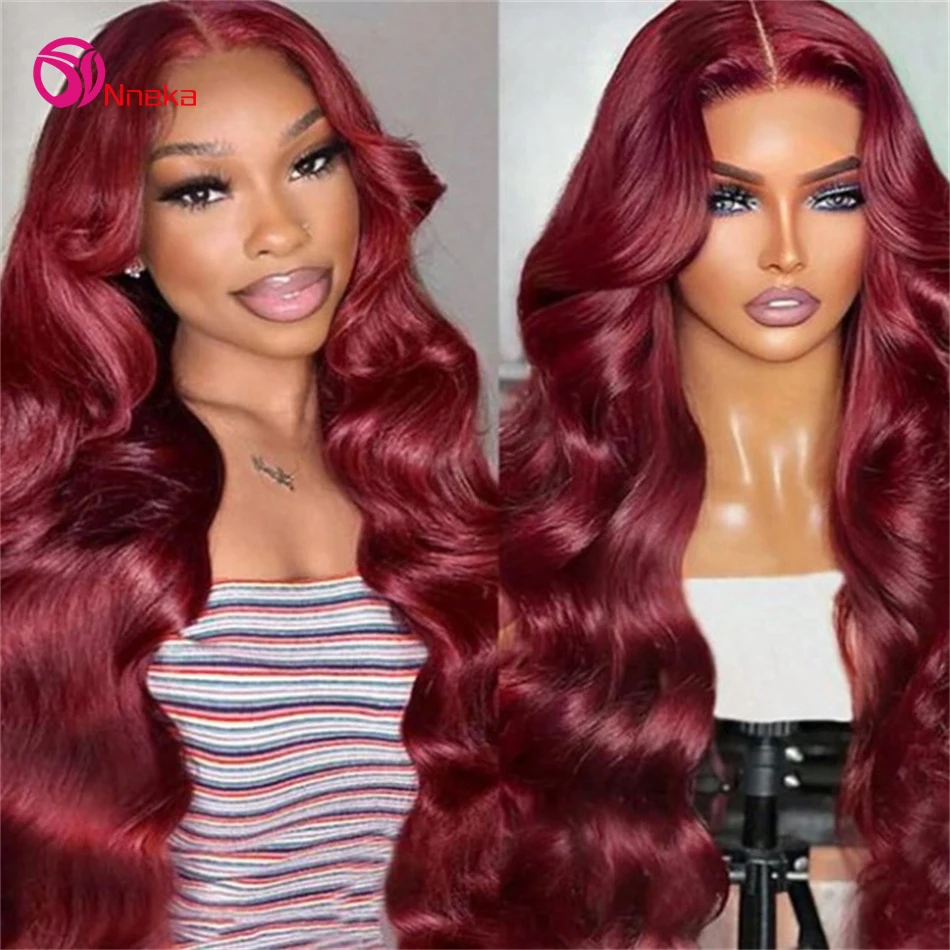 

200 Density Burgundy 13x6 HD Lace Frontal Wig Brazilian 99j Body Wave 13x4 Lace Front Human Hair for Women