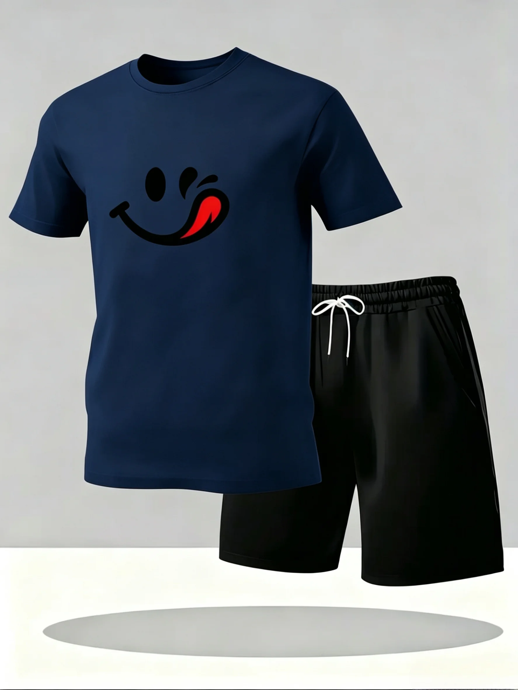 2026 Summer Men's Mesh Short Sleeve Set. Casual, fashionable and breathable, two-piece T-shirt set, summer ice silk short sleeve view 5