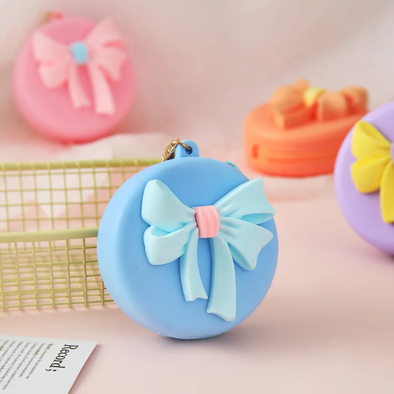 

Korea Cute Bow Coin Wallet Case Round Silicone Girl Kids Coin Bag Small Women Girls Key Bag Mini Headset Bag Purse Kid Gift
