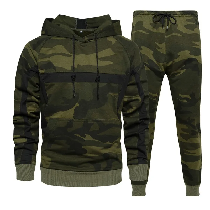 

Camouflage Hoodie Pants Men's Set 2 pcs Matching Tracksuit Autumn Winter Warm comfortable Sports Suit Casual Streetwear for Men