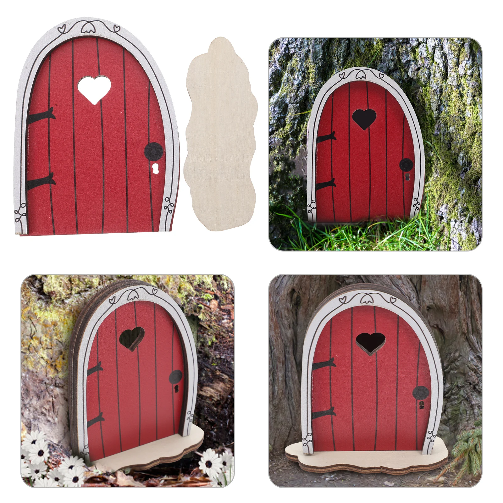 

Red Miniature Fairy Door Wooden Garden Decor For Trees Outdoor Fairy Tale Garden Gnome House Decorations Miniature Accessories