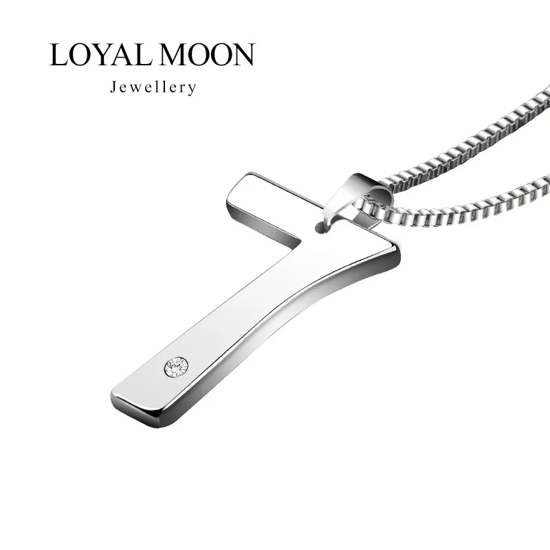 Loyal Moon Tungsten Pendant For Men Polished Adjustable Necklace Jewelry Chain Anniversary Gift