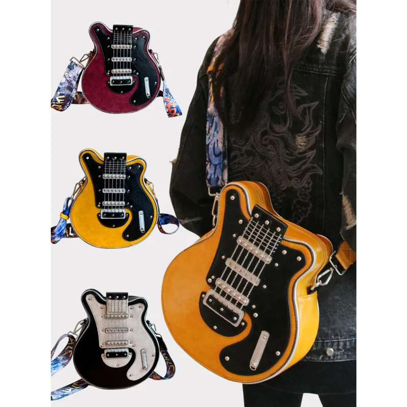 Guitar Shoulder Bag Creative Women's Bag Ins Fashion Personalized Satchel Daily Collocation Guitar Shape Bag