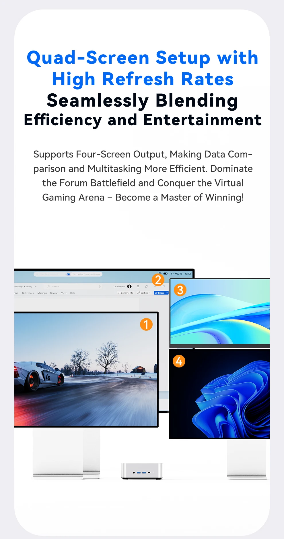 AOOSTAR MACO Mini PC AMD Ryzen 7 H255 Mini PC Windows 11 WiFi 6 USB4 Gaming PC DDR5 5600MHz Support 4 Display 4K/8K Computer