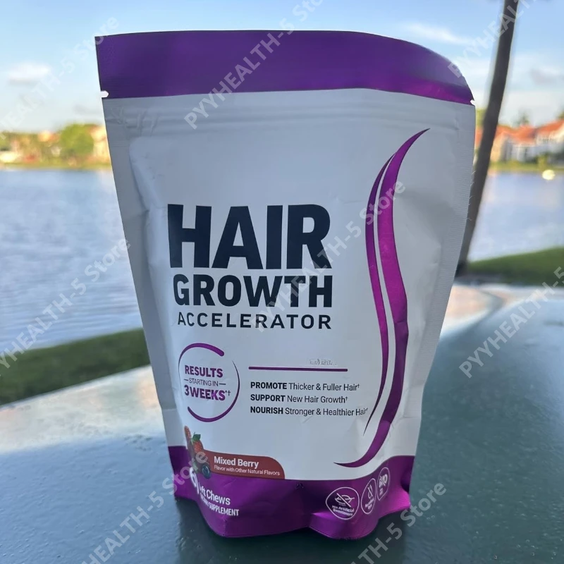 

Hair Growth Accelerator Soft Chews, Hair Growth Vitamins for Women and Men Promotes Thicker, Fuller, Stronger Hair 60 Soft Chews