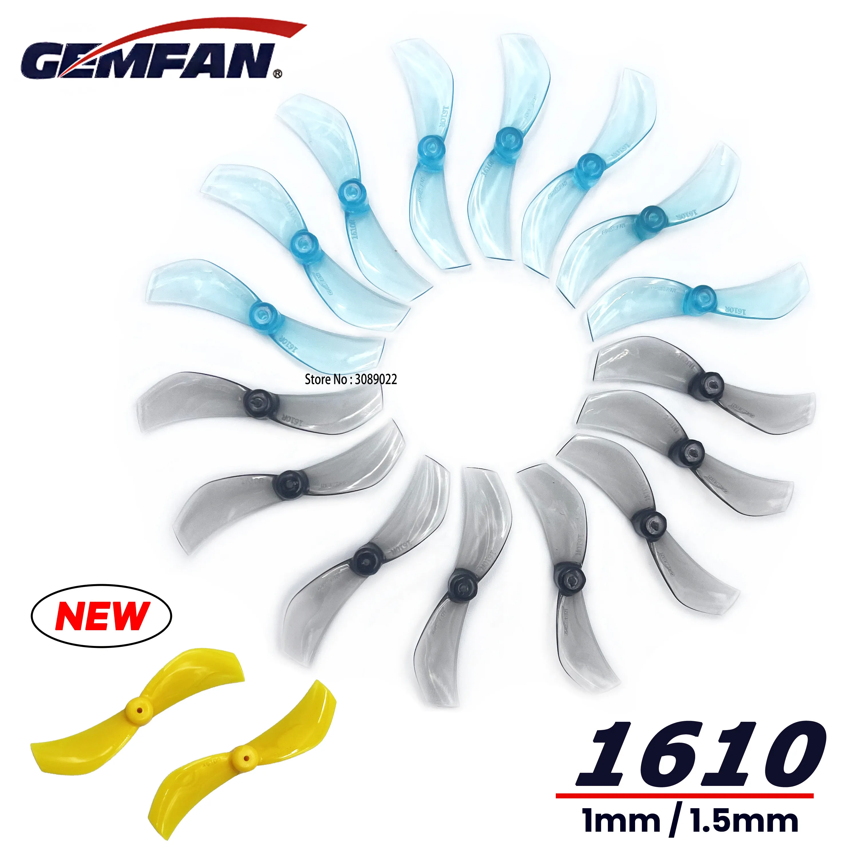 24 Stück/12 Paar Gemfan 1610 40MM 2-Blatt 1mm 1,5mm PC Micro Whoop Propeller für FPV RC Tinywhoop 75mm Drohne Moblite7 1102 0802