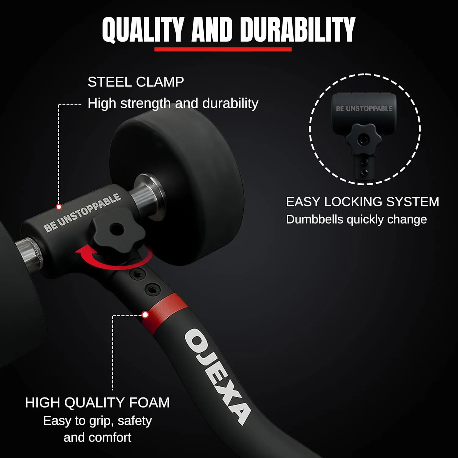 Zestaw do konwersji hantli na sztangę - udźwig do 90 kg, stalowa obejma do treningów całego ciała w domowej siłowni