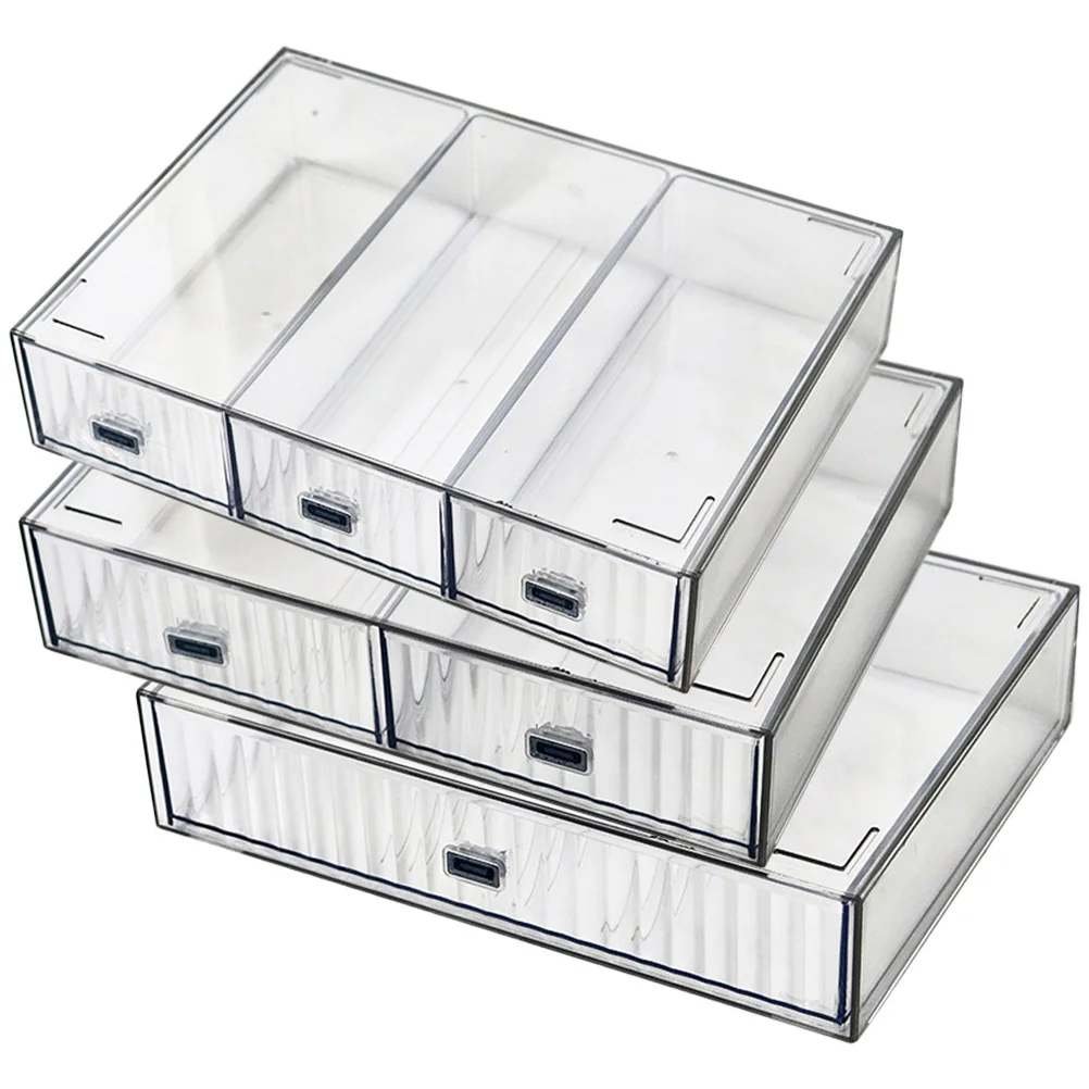 

3Pcs Transparent Desk Organizer with Drawers Storage Box for Office School Supplies Sundries Desktop Organization Plastic