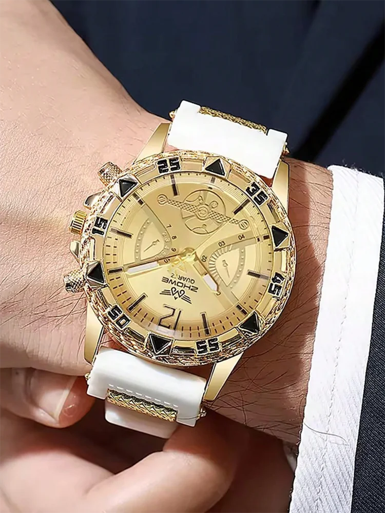 ساعة يد كوارتز بسوار سيليكون كاجوال للرجال (الصندوق غير متضمن) #2