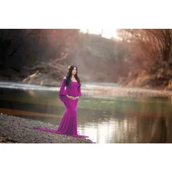 New Style Maternity photography props  Maternity gown Cotton Dress Maternity Fancy Photo Shooting pregnant dress