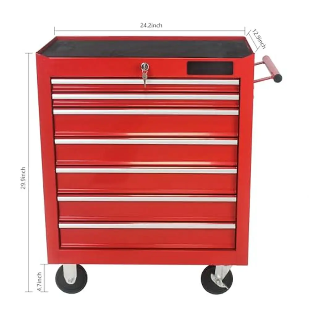 7 Drawer Rolling Tool Chest with Locking System and Heavy Duty Wheels Steel Tool Cabinet Organizer Garage Workshop Repair Shop