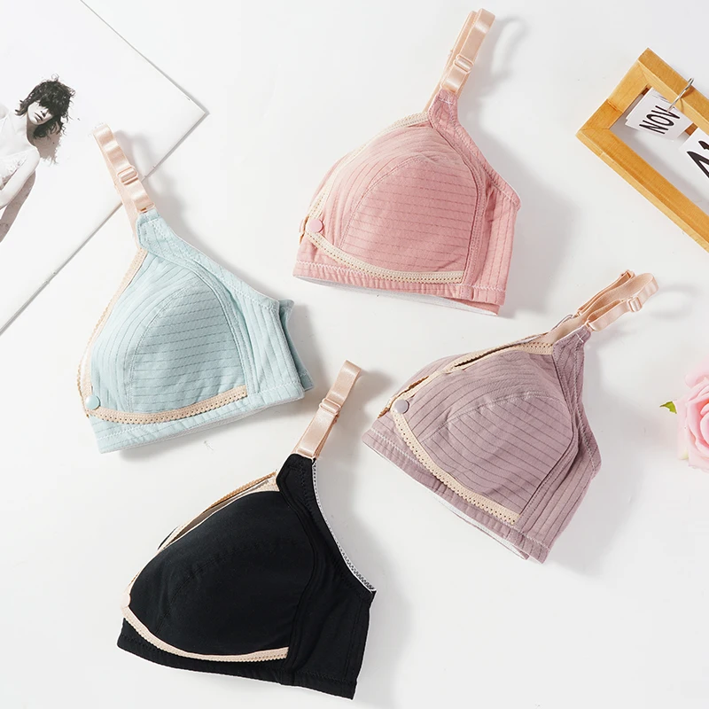 Cotton Bra พยาบาลฤดูร้อน Breathable ยกทรงให้นมบุตรสำหรับสตรีคลอดบุตร Bra Plus ขนาดใหญ่ Easy Feeding ชุดชั้นในไร้สาย