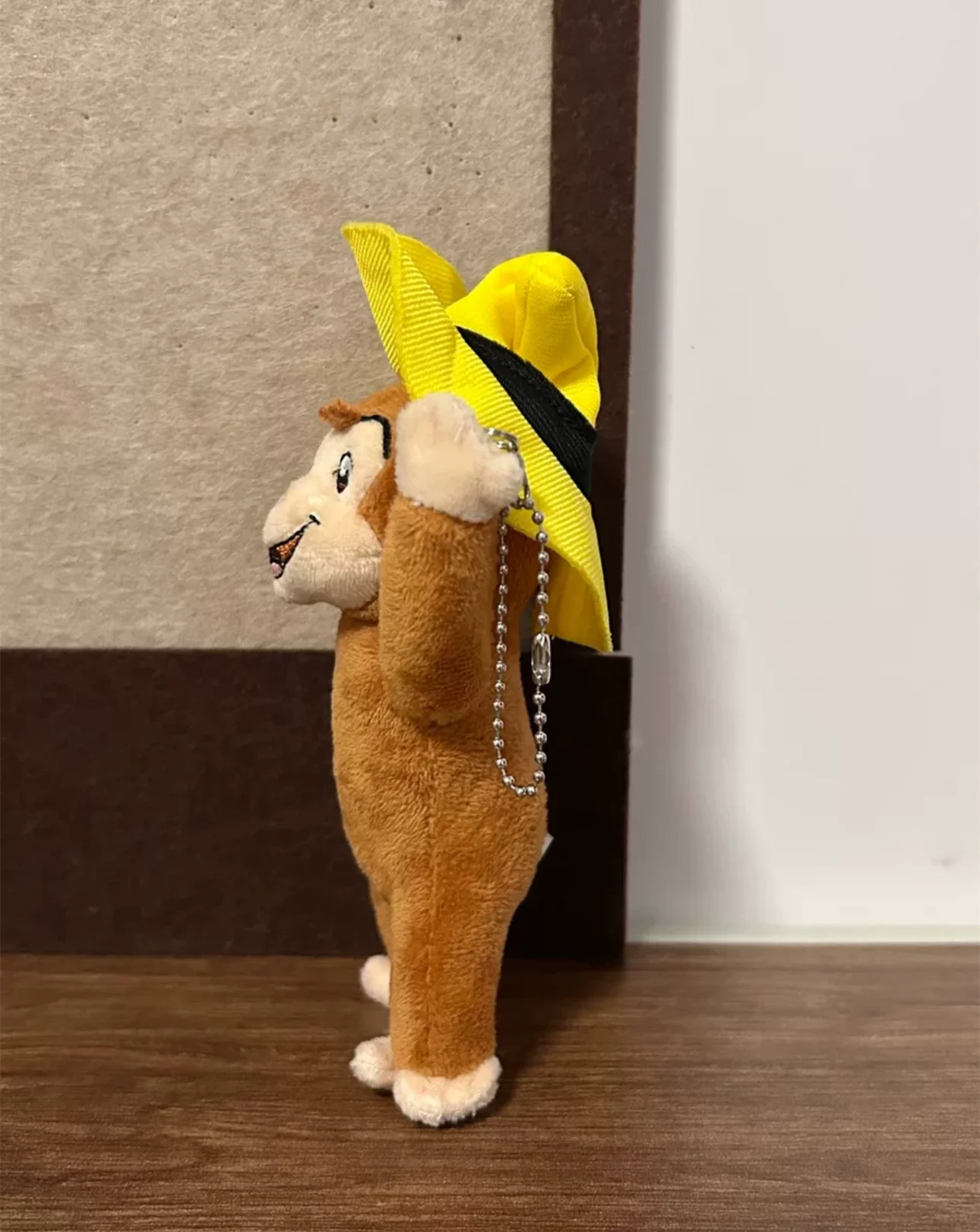 New Cute Curious George Monkey with Hat Plush Keychain Chains Small Pendant Kids Stuffed Animals Toys For Children