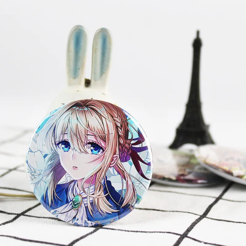 1pc 58mm Anime badges Violet Evergarden  Cosplay Prop Cattleya Baudelaire Dakimakura Icons Brooch