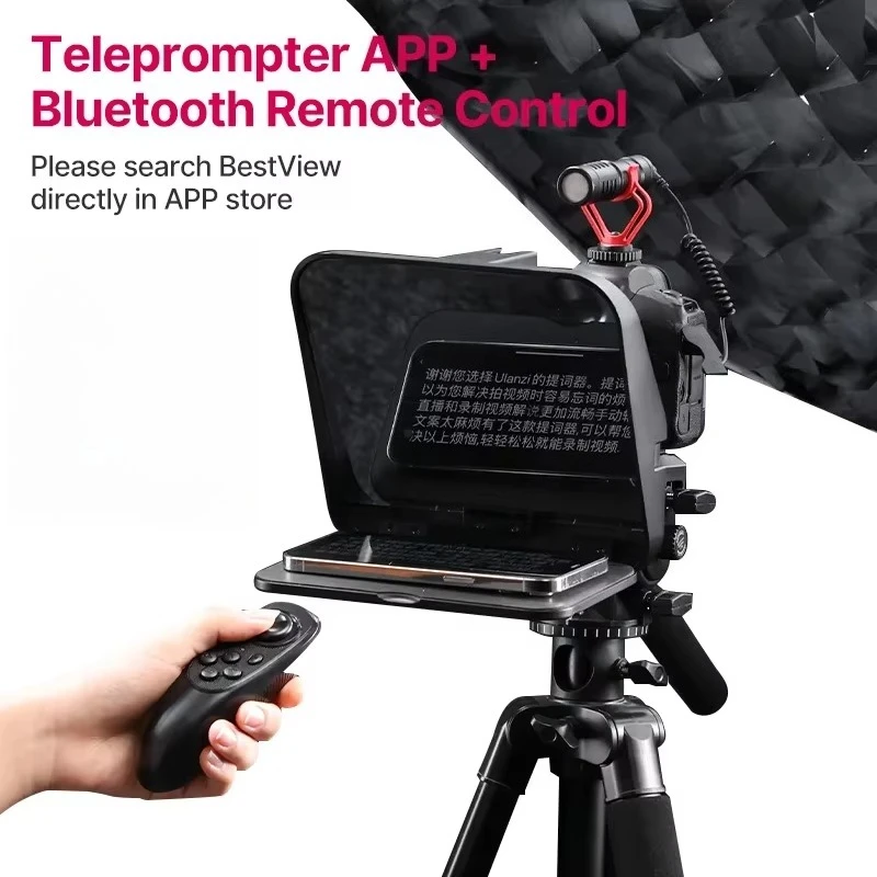 RT02 Universal Teleprompter Prompter Dslr Smartphone Tablet Laptop Teleprompter Live Streaming Video Recording