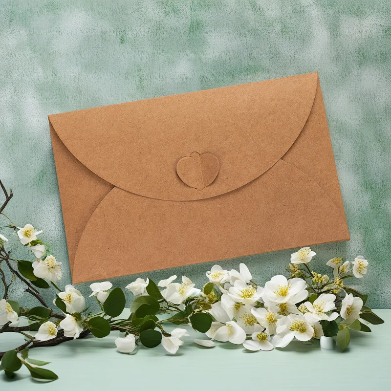 

10Pcs Retro Love Kraft Paper Envelope, Bank Card Membership Card Creative Dried Flower Greeting Card