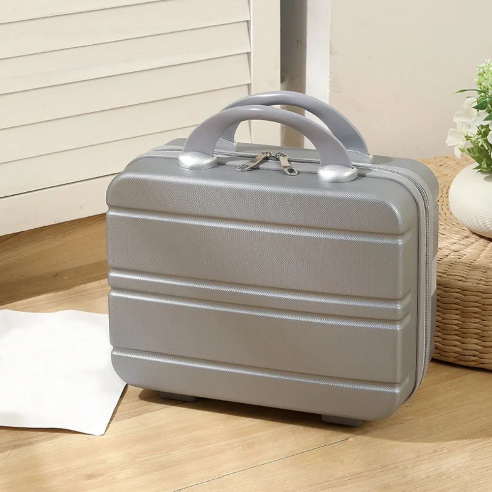 Gifts Plastic Travel Makeup Case Hard Shell Portable Handle Cosmetic Bag Interior Mesh Pocket Suitcase Style Toiletry Organizer
