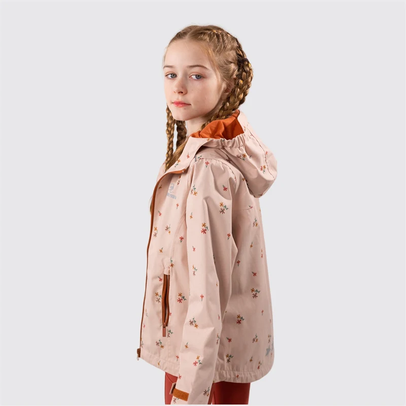 Children Outdoor Hardshell Functional Waterproof Windbreaker Hooded Girls Floral Spring Sports Coat Teenagers Kids Rain Jacket