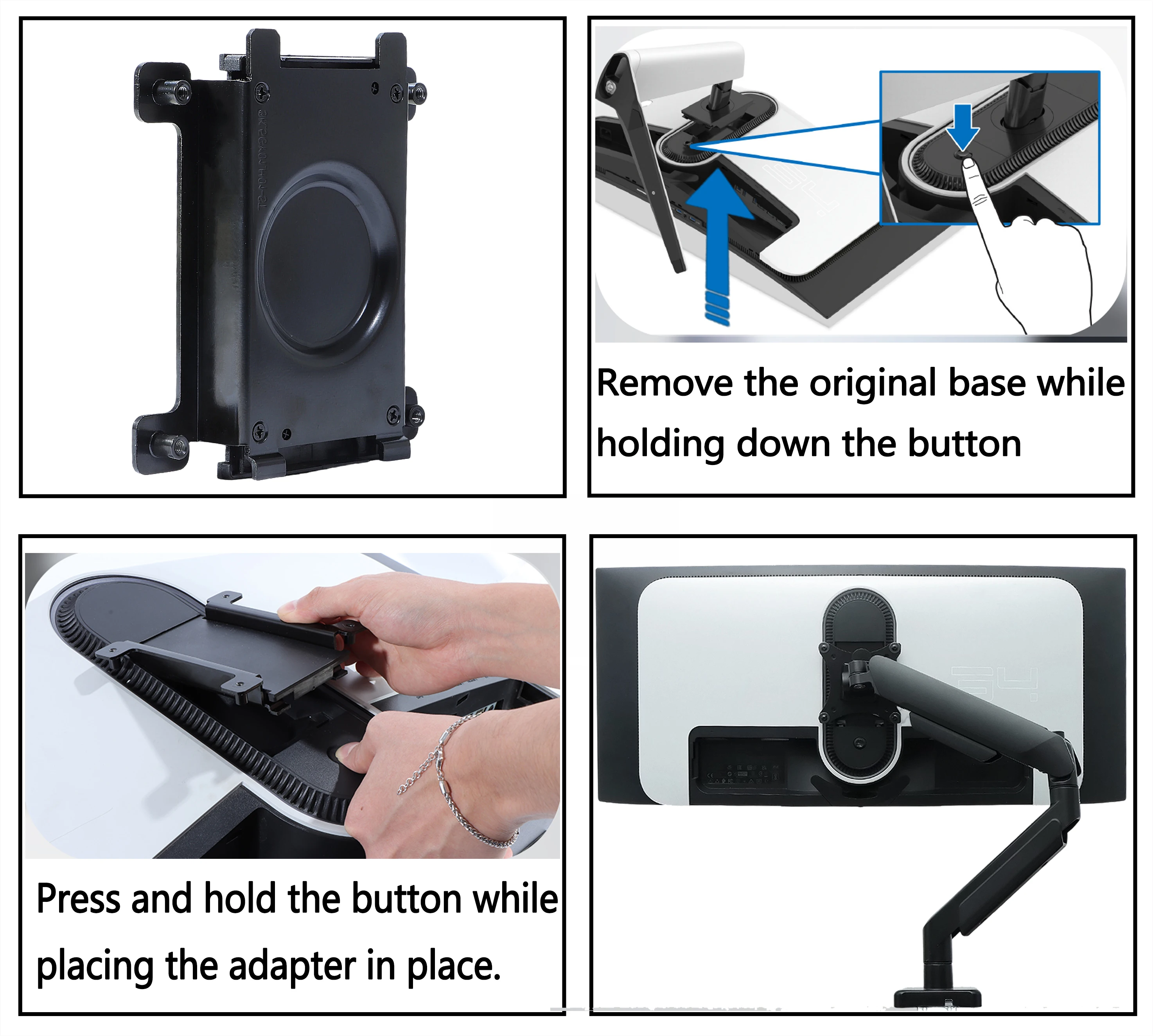 VESA Mount Adapter for DELL Alienware AW3423DW Monitor Bracket Mounts to 100*100 Stand / Arm / Desk Mount -Metal Material view 2