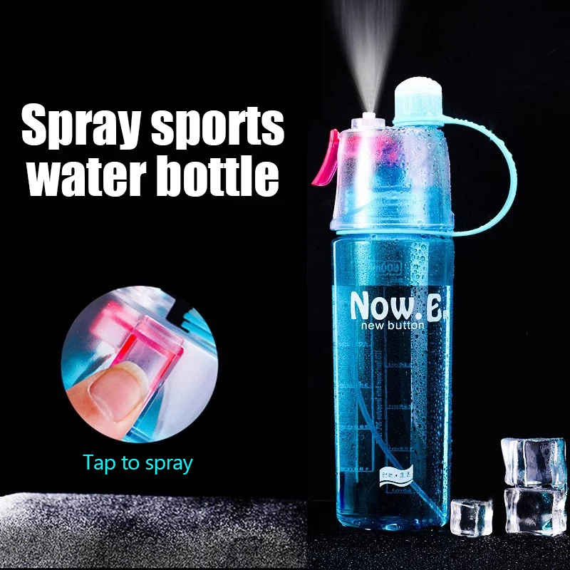 600ML Water Bottle With Straw Drink Spray Cup Cycling Hiking Outdoor Sports Solid Plastic Spray Cool Outdoor Water Bottle