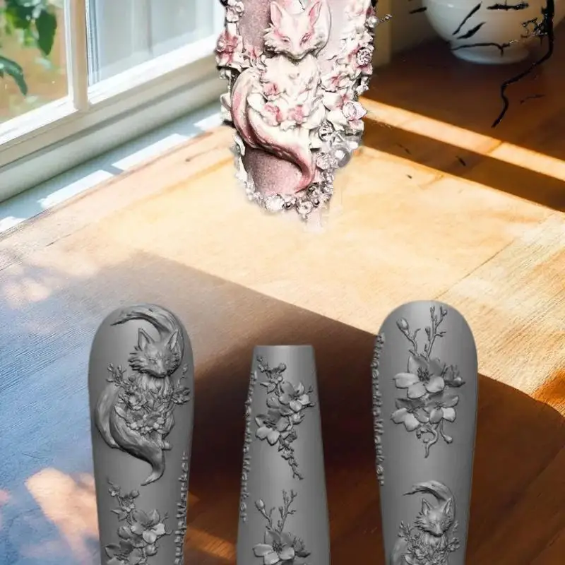 Moldes de silicona transparentes para uñas, decoración artística de uñas DIY, herramientas de diseño de manicura, molde acrílico 3D para tallar uñas, dijes