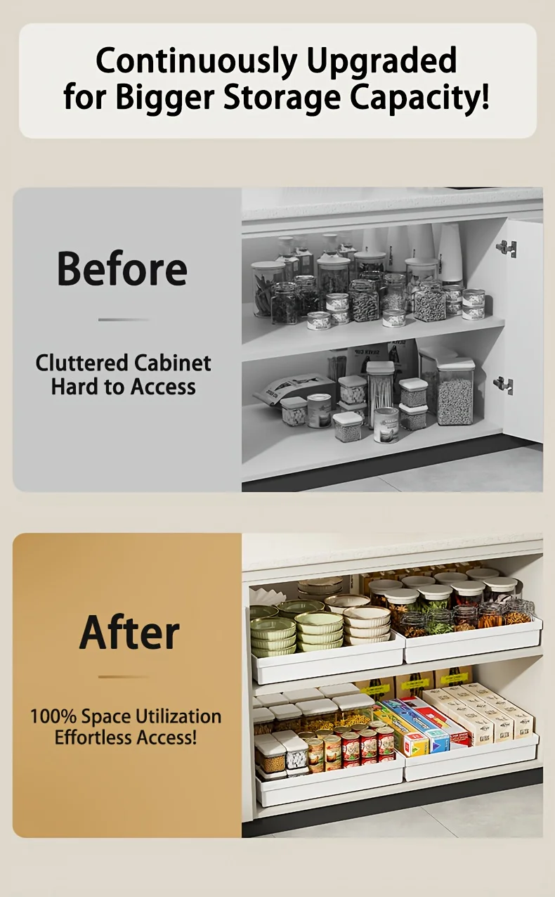 Bohrfreier Magic Tray – robuster, ausziehbarer Organizer für Schränke/Spülen. Einfache Installation, riesiger Platzspareffekt! Perfekt für Tiny Homes – Detail 3