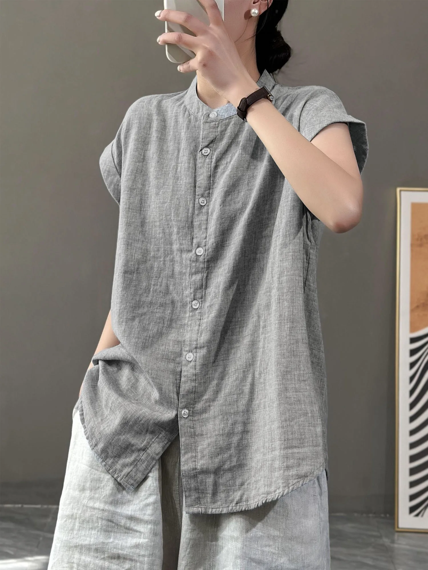 

Японский удобный двухслойный хлопковый све irt женский летний новый клетчатый свободный топ большого размера oulder Sve