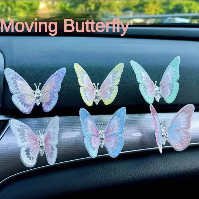 Car Center Console Butterfly Ornaments Air Outlet Decorations Personalized Car Ornaments Creative Healing Dynamic Butterflies