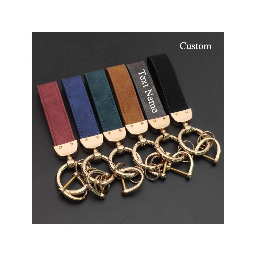 

Fashion Letter DIY Keychain Exclusive Man Woman Decoration Cute Motorcycle Cortex Metal Handmade Bag Chain PU Leather Car