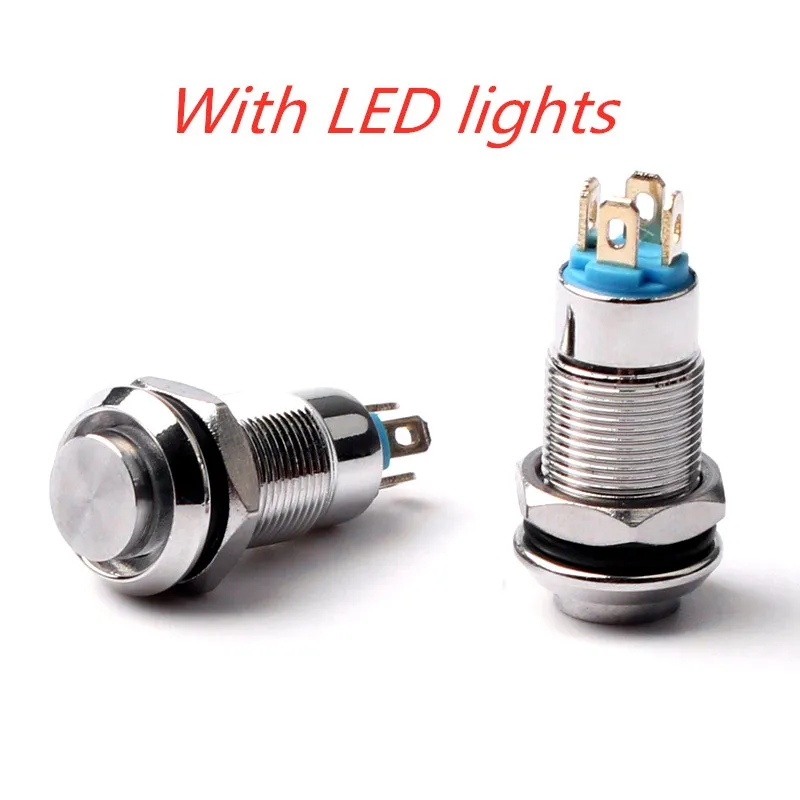 

8mm Waterproof Latching Maintained High Round Stainless Steel Metal Push Button Switch Light Shine Car Horn Fix 3V 5V 12V 24V
