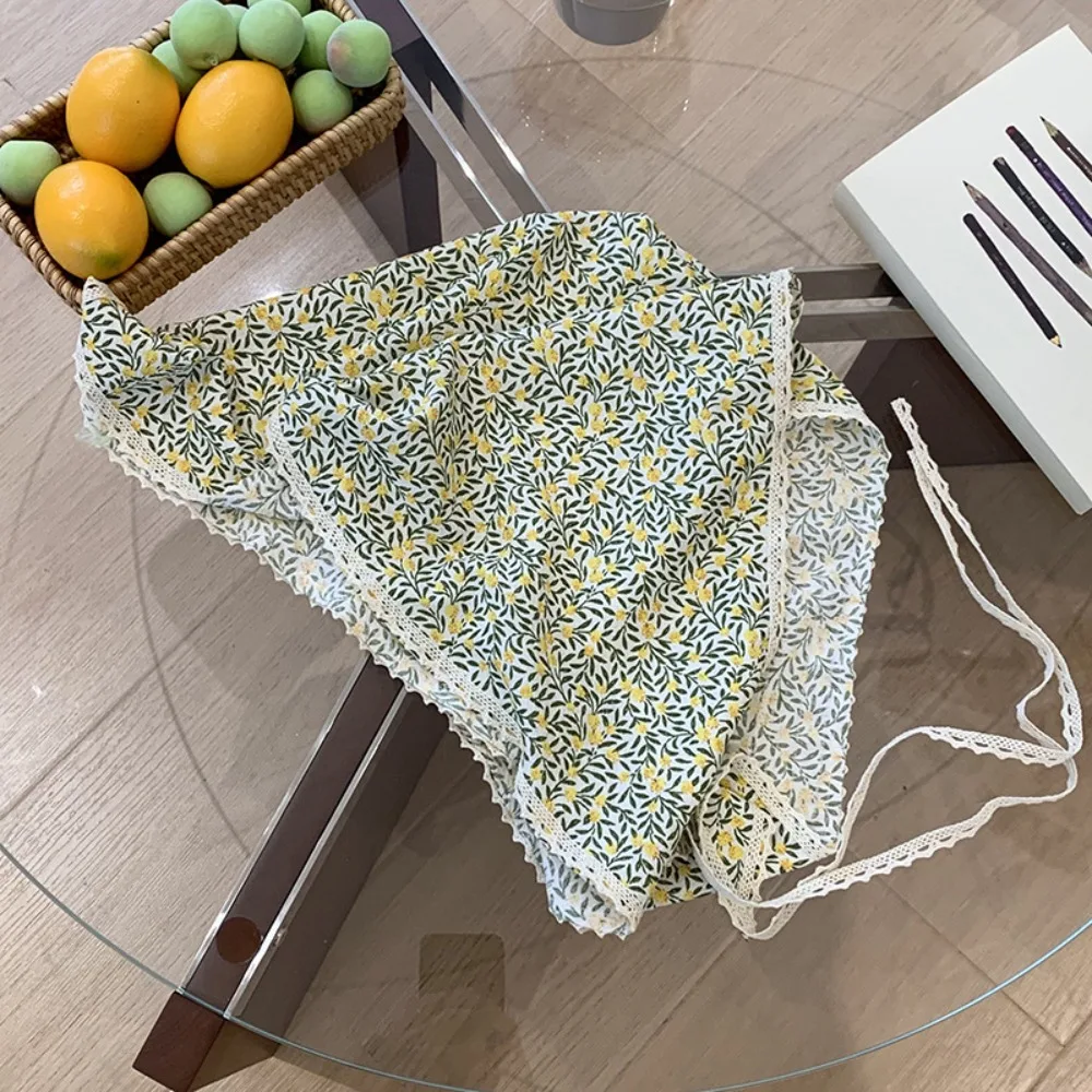 

Pastoral Style Summer Triangle Headscarf Cotton Turban Fresh Floral Headband Sunshade Bandana Triangular Hair Band