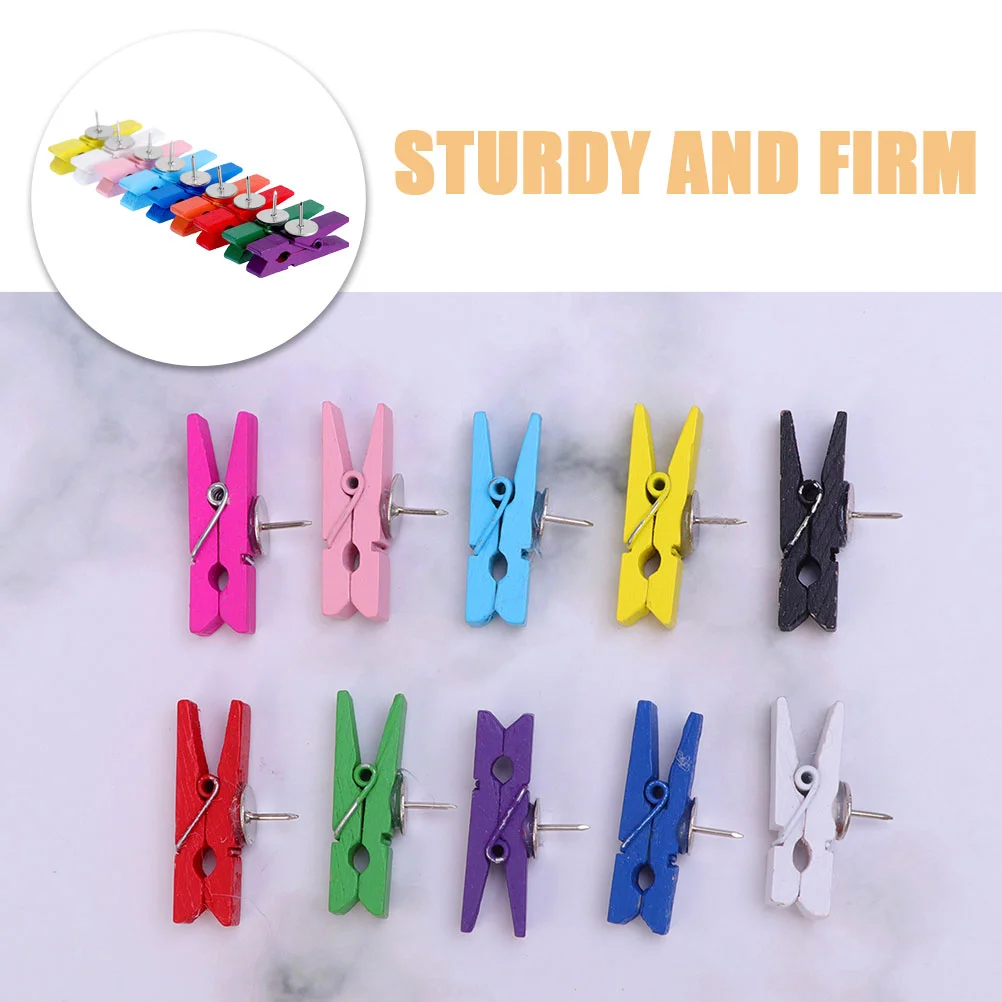 50 pçs clipes de pino de madeira colorido bonito alfinetes diversão polegar tachas para quadro de avisos parede cortiça para escritórios escola classroo