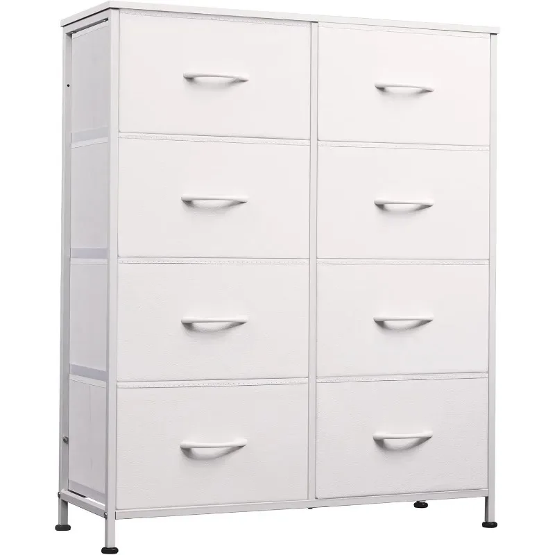 Fabric Dresser for Bedroom, Tall Dresser with 8 Drawers, Storage Tower with Fabric Bins, Double Dresser, Chest of Drawers