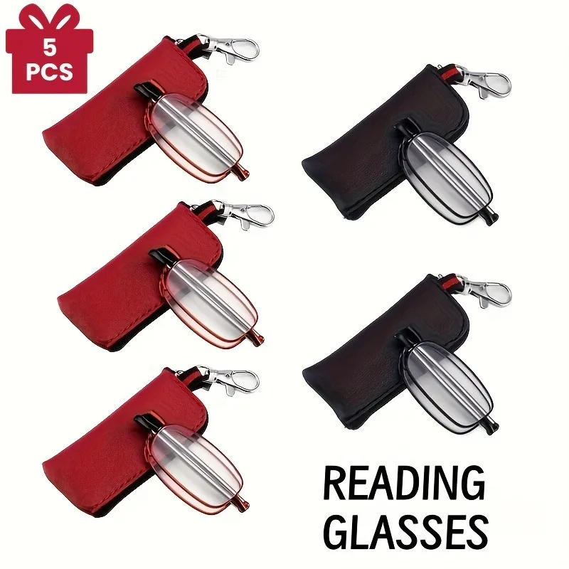 

5-piece Set of Foldable Presbyopia Glasses - Compact Portable Magnifying Glass with Metal Frame