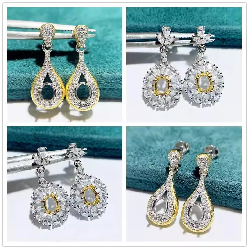 

MeiBaPJ 4 мм * 5 мм эллиптический камень DIY 925 серебряный пустой держатель модные цветочные висячие серьги тонкая Очаровательная Женская бижутерия