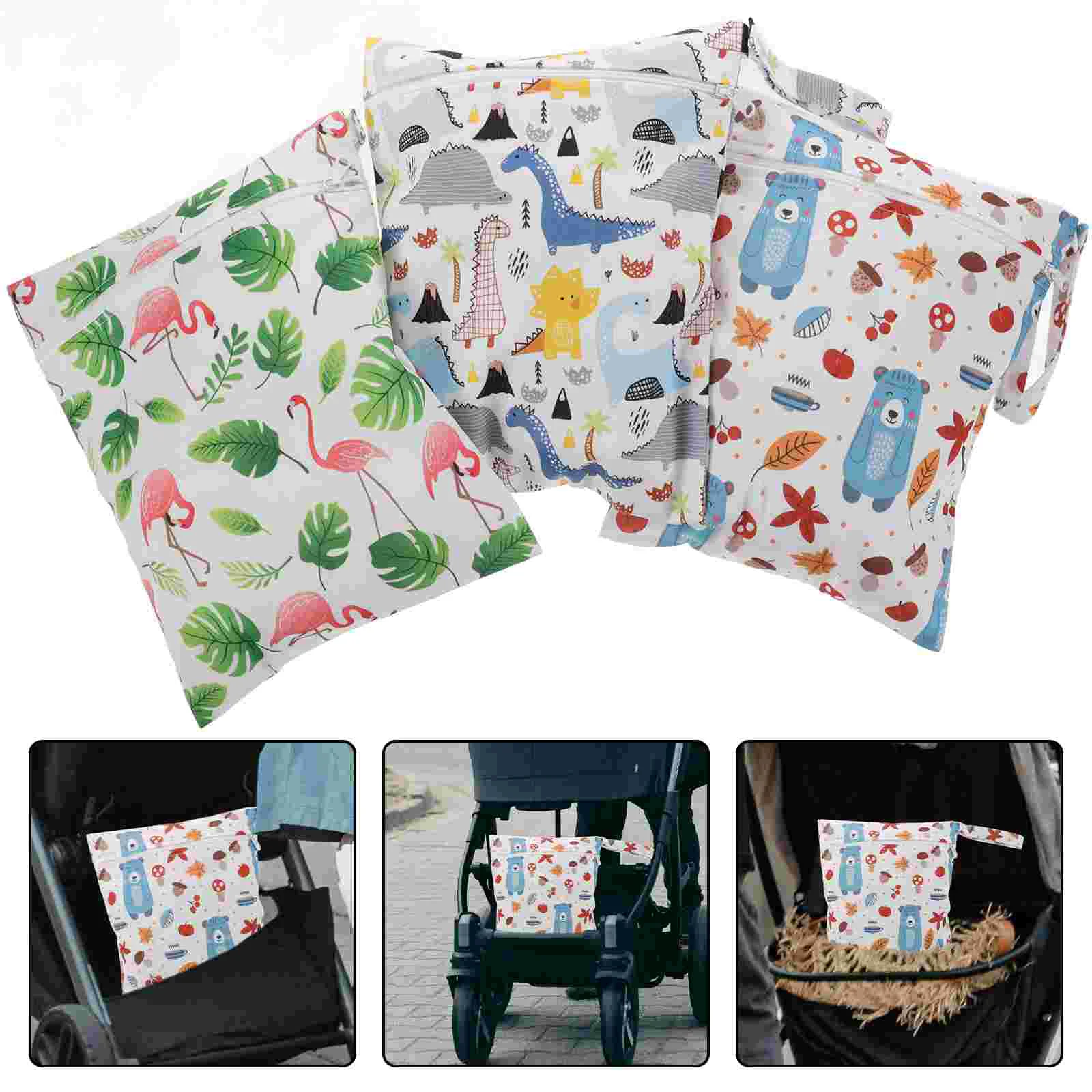 

3 Pcs Travel Organizer Pouch Diaper Bag Wet for Kids Dry 2050X1300X050CM Embroidery Baby Dirty Clothes Bags Child