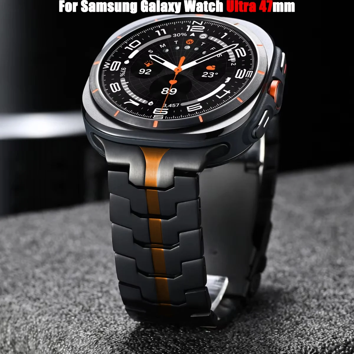 Luxury Stainless Steel Strap For Samsung Galaxy Watch Ultra 47mm No Gaps Metal Folding Buckle Bracelet For Galaxy 7 Ultra Band