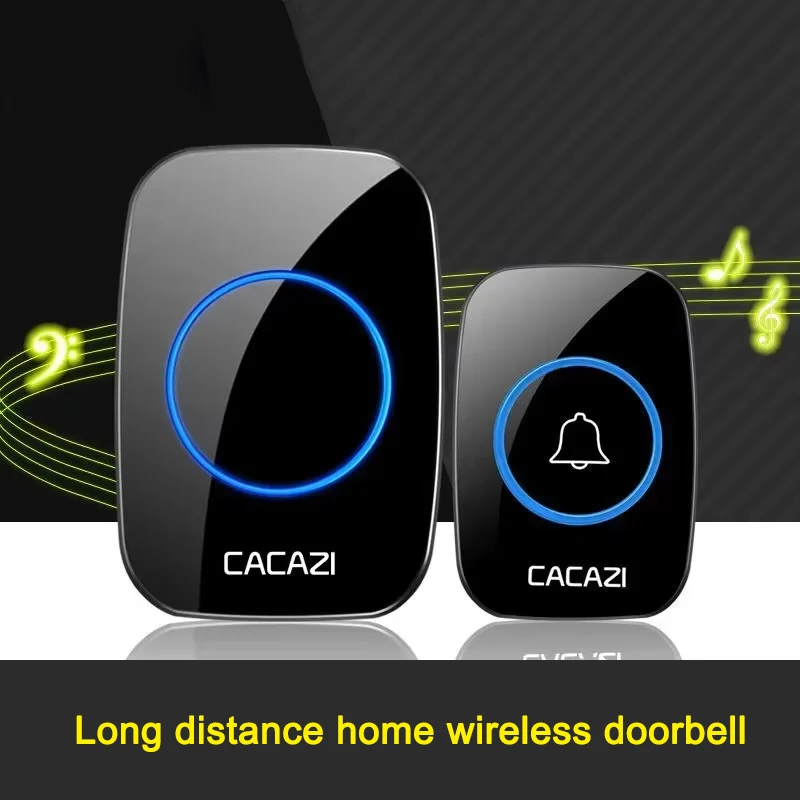 

Беспроводной водонепроницаемый дверной звонок DC с батареей A10, черный, дальность действия 300 м, 36 мелодий, беспроводной домофон