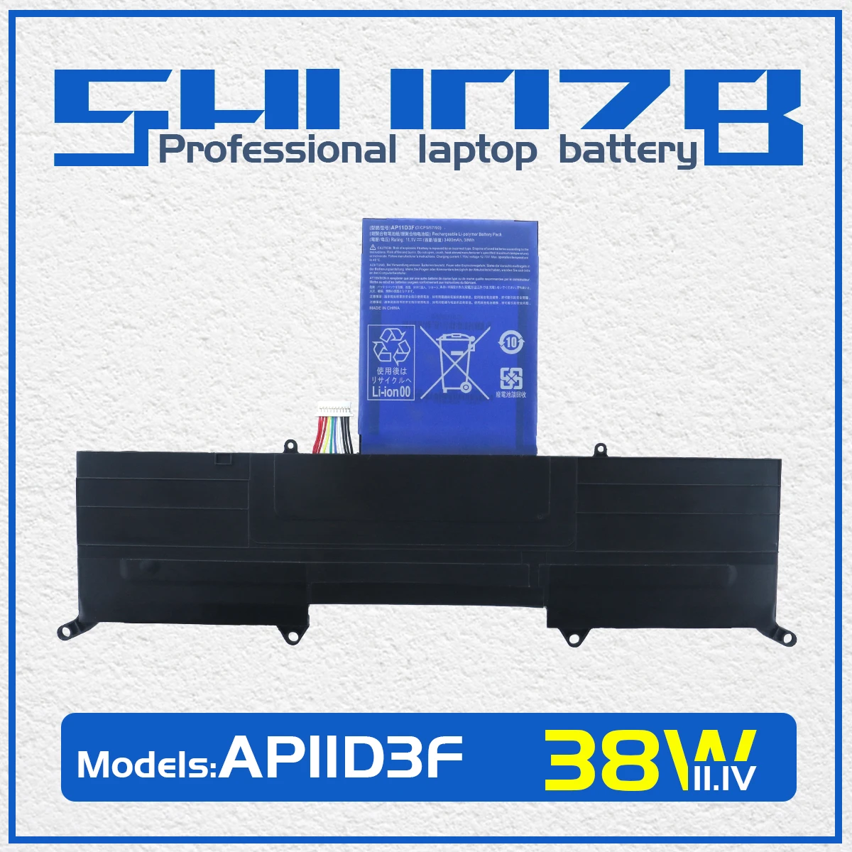 

SHUOZB New AP11D3F AP11D4F Battery For Acer Aspire S3 S3-951 S3-391 MS2346 3ICP5/65/88 3ICP5/67/90 11.1V 38WH 3400mAh