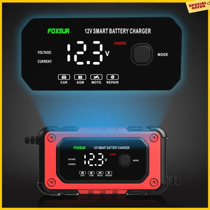 

A25P Pulse Repair Charger Intelligent Fast Power Charging Digital LCD Display Car Motorcycle Battery Charger -EU Plug