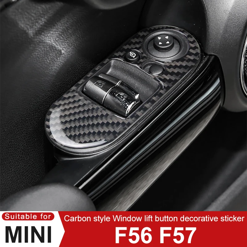 

Для MINI Cooper S F56 F57 стиль углеродного волокна, кнопка подъема окна, декоративная защитная наклейка, модификация салона автомобиля