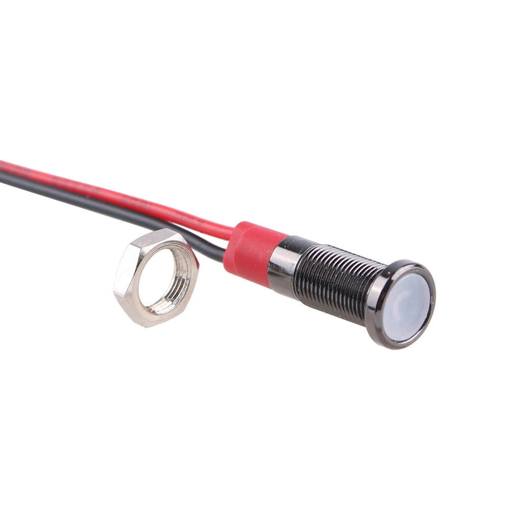 1pc 6mm Oxidized Black Warning LED Metal Indicator Light Pilot Signal Lamp 6V 12V 24V 220V with Wire Red Yellow Blue Green